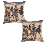 Glslmznq Cushion Covers Set of 2 Pack 35x35 cm - Linen Square Sofa Pillowcases Desert Horse Pillow Covers for Sofa Bed Garden Outdoor Spring Decorative Garden Furniture, 14x14 in L-64