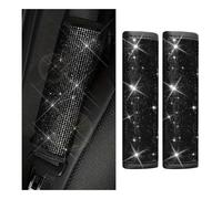 GLSOWEE 2PCS Bling Car Seat Belt Shoulder Pads, Bling Rhinestones Seat Belt Covers for Women, Car Seatbelt Strap Pad with Crystal Diamond, Car Interior Accessories for Car SUV (Black Diamond)
