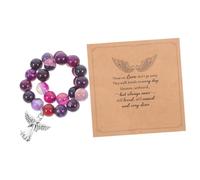 GLSTOY 1 Set Stone Beaded Bracelet with Card Grief Loss of Mom Bereavement Elastic Memorial Accessory for Women