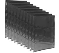 GLSTOY 10 Sheets Transparent PVC Double-sided Stamp Collecting Loose-leaf Holders with Three Rows for Standard Stamp Albums Reusable Pages for Organizing Cards Photos Banknotes and