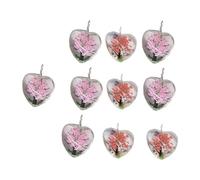 GLSTOY 10pcs Heart Shaped Dried Flower Pendant Glass DIY Pendant Charms Creative Key Ring Hangings for Jewellery Making Keychain Hanging Ornament for Love Heart Keyring Random Color