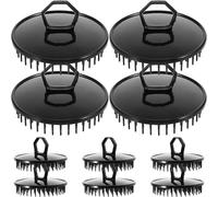 GLSTOY 10pcs Portable Scalp Massage Brush Set with Soft Bristles, Small Hair Washing Shampoo Brush for Travel, Black Head Massager for Dandruff and Scalp Exfoliation