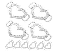 GLSTOY 10pcs Rhinestone Heart Shaped Buckles Crystal Pearl Wedding Craft Accessories Silver Tone Clothing Slider Decoration for Bridal Invitations