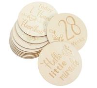 GLSTOY 11pcs Weekly Discs Double-Sided Wooden Pregnancy Journey Cards for Birth Announcement