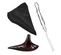 GLSTOY 12-hole Alto Ocarina in c Key, Red-brown Ceramic Wind Instrument for Children and Beginners, Portable Student Ethnic Music Flute for Learning and Practice