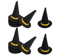 GLSTOY 14pcs Mini Black Felt Witch Hats 4cm Diameter for Halloween Wine Bottle Decoration, DIY Tiny Witch Hats for Dollhouse Crafts and Party Favors