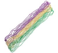 GLSTOY 15pcs Beaded Party Necklaces 33-inch 6mm Metal Beads Assorted Purple Gold Green for Festive Events Dress-up Accessories