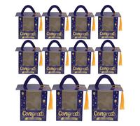 GLSTOY 15pcs Graduation Cap Boxes with Tassels, Blue Paper Treat Boxes for Graduation Party Favors, Class of 2026 Candy Snack Goodie Bags, Decorative Packaging for Graduate Presents