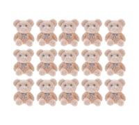 GLSTOY 15pcs Mini Flocked Bear Figurines Bulk for Wedding Shower Birthday Party DIY Crafts Tiny Stuffed Cartoon Animal Decorations and Presents for Handmade Accessories