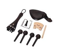 GLSTOY 15pcs Violin Ebony Fittings Set with Fish Eye Tailpiece Chinrest Endpin Tail Gut and 4 Pegs Black for Orchestral String Repair and Replacement