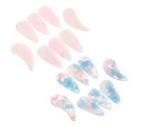 GLSTOY 16pcs Guzheng Picks Thick Dual-sided Curved Artificial Nails for Guzheng Performance and Student Practice Large Size Pink and Blue Nail Replacements for String Instrument Playing
