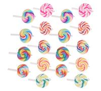 GLSTOY 18pcs Rainbow Mini Lollipop Candy Stick Pendants for Jewelry Making, Colorful Sweet Candy Charms DIY Necklace Accessories, Cute Playful Dessert Hanging Ornaments for Crafts