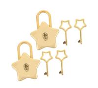 GLSTOY 2 Sets Star Shaped Mini Padlock with Key Portable Locks for DIY Notebooks Diaries Handbags and Storage Boxes Compact Personal Privacy Security Accessory Golden
