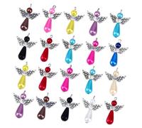 GLSTOY 25PCS Abs Pearl Angel Wing Pendants DIY Craft Charms for Necklace Keychain Hanging Decor Mixed Color Wings for Jewelry Making and Party Favors