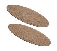 GLSTOY 2pcs Cork Vinyl Record Mat Anti-shock Turntable Pad Groove Design for Vinyl Records Cork Material