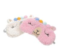GLSTOY 2pcs Cute Alpaca Sleeping Eye Masks, Soft Breathable Sleep Blindfolds for Travel and Night Use, Comfortable Eye Covers in White and Pink for Women and Random Color