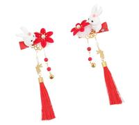GLSTOY 2pcs Cute Bunny Hair Clips for Boys and Girls Chinese Style Hair Accessories for Year Parties and Comfortable and Safe for Girls for Daughters
