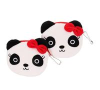 GLSTOY 2pcs Cute Panda Shape Zipper Purse for Boys and Girls Soft Cloth Wallet Secure Closure Lightweight Holder for Small Items Cards Fun Accessory for Girls and Ladies