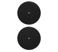 GLSTOY 2pcs Felt Vinyl Record Mat for Turntable, Black Protective Pads to Increase Friction and Protect Records from Scratching, for Home Using with Phonograph