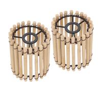 GLSTOY 2pcs Handwoven Small Bamboo Lamp Shades 6x7cm Drum Hollow Lamp Covers for Indoor Outdoor Table and Pendant Lighting, Vintage Style Woven Lantern String Light Covers for Nursery