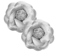 GLSTOY 2pcs Leather Flower Shoe Clips with 11# 6.5cm Silver Duckbill Pin Brooch, Satin Fabric Detachable Charms for Women’s Pumps, High Heels and Flats Decoration Accessories for Wedding