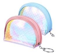 GLSTOY 2pcs Mermaid Purse Cute Mini Zippered Wallet for Girls Compact Change Holder Secure Closure for Keys Lip Balm and Small Essentials