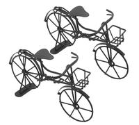 GLSTOY 2Pcs Mini Vintage Metal Bicycle Model Ornaments for Dollhouse Decoration, Retro Simulation Bike for Home Desk Display and Event Crafting