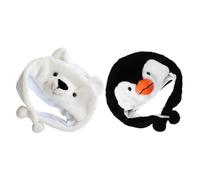 GLSTOY 2pcs Plush Cartoon Animal Hat for Soft Warm Beanie with Penguin and Polar Bear Design Elastic Fit for Lightweight Cozy Winter Spring Fall Headwear for Outdoor Activities and