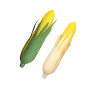GLSTOY 2Pcs Realistic Corn Model Set Plastic Fake Corn Decoration for Home Kitchen Photography Props Yellow and Green Cobs for Food Display and Role Play