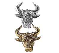 GLSTOY 2Pcs Vintage Alloy Cattle Head Brooches, Creative Ox-Shaped Breastpins in Gold and Silver, Women’S Decorative Pins for Jackets, Scarves, and Accessories