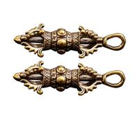 GLSTOY 2pcs Vintage Brass Vajra Pestle Ornaments Small Lightweight Keychain Pendants for Religious Rituals Feng Shui Decor Unique Tibetan Style Hanging Charms
