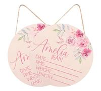 GLSTOY 2pcs Wooden Newborn Announcement Name Signs for Nursery Room, Name Plaques Birth Statistics, Nursery Decor for Newborn and Boys, Shower Party Decorations