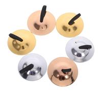 GLSTOY 3 Pairs Percussion Finger Cymbals Orff Music Education for Musical Instruments Ergonomic Hand Bells in Gold Silver Rose Gold for Dance Party and Early Rhythm Development