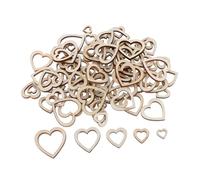 GLSTOY 300pcs Hollow Heart Shaped Wood Slices Unfinished Wooden Cutouts for DIY Crafts Wedding Valentines Day Thanksgiving Romantic Table Decorations