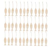 GLSTOY 36pcs Unfinished Fish Shaped Wood Ornaments with Predrawn Patterns Durable DIY Craft Cutouts for Wedding Birthday Ocean Animal Party Decorations Beginner Friendly Coastal Hanging