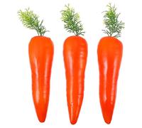 GLSTOY 3pcs Carrot Easter Decor Artificial Carrot Ornament, Orange Plastic and Foams Green Leaves, Decorative and Not Easy to Fade, for Easter Bunny, Party and Kitchen