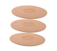 GLSTOY 3pcs Cork Turntable Mat Anti-static Disc Protective Mat for Vinyl Records Easy to Record Players Natural Color Groove