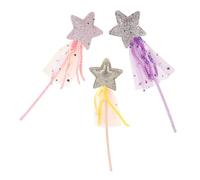 GLSTOY 3pcs Fairy Wand Star-shaped Design Festival Props for Halloween Birthday Party Dress-up Pretend Play Magical Stick