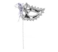GLSTOY 3pcs Silver Crystal Half Face Masquerade Masks for Women Halloween Party Handheld Plastic Masks with Creative Pattern Design Comfortable to Wear