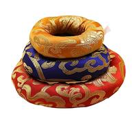 GLSTOY 3pcs Tibetan Singing Bowl Cushions Set Cotton Fabric Handmade Nepal Meditation Sound Bowl Pads 8cm 10cm 12cm Diameter for Gong Cushion Meditation Accessories Random Color