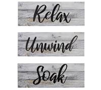 GLSTOY 3pcs Vintage Bathroom Wall Signs Decorative Plastic Hanging Boards Rustic Style for Wall Decor, Good Visual Enjoyment, Suitable for Many Scenarios