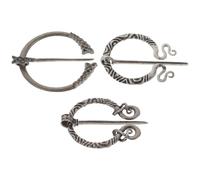 GLSTOY 3Pcs Vintage Viking Brooch Set Medieval Cloak Pins with Curl, Snake, and Woven Designs in Antique Pewter for Scarf, Shawl, Cardigan, and Clothing Accessories