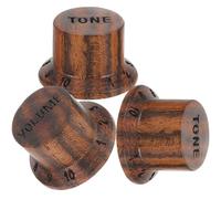 GLSTOY 3Pcs Zebra Wood Guitar Knobs Set with 2T1V Tone and Volume Control for Electric Guitar Replacement, Wooden Bass Volume Caps Suitable for Musical Instruments