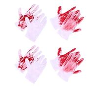 GLSTOY 4 Pairs Bloody Halloween Gloves with Fake Blood Splatter, Unisex PVC Rubber Horror Prop Gloves for Festival Cosplay, Zombie Vampire Scary Costume Accessories