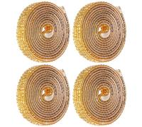 GLSTOY 4 Rolls Self Adhesive Rhinestone Ribbon Tape 0.9cm Wide Sparkling Bling Strips for Wrapping, Clothing, Jewelry Making and DIY Crafts, Gold Spray Color, 1 Yard Each