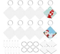 GLSTOY 40Pcs Square Acrylic Keychain Blanks Set with Rings for Sublimation DIY Handicraft Key Charms Suitable for Backpack and Car Keys Crafting