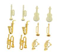 GLSTOY 48 Pcs Miniature Musical Instruments Set for Dollhouse Decoration Includes Tiny Violin Trumpet Saxophone French Horn Mini Cello Models Artisan Crafted Lightweight Ornaments for