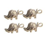 GLSTOY 4pcs Brass Boar Shape Keychain Pendant Set for DIY Crafting and Desktop Decoration, Delicate Brass Keychain Charms for Jewelry Making and Key Ring Accessories in Vintage Style