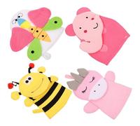 GLSTOY 4pcs Cartoon Exfoliating Bath Gloves, Composite Cotton Material with Unique Shape Design, for Body and Face Use in Shower Or Bathroom Mixed Style Mixed Style