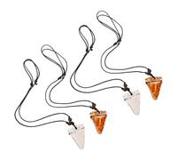 GLSTOY 4pcs Men’s Adjustable Necklace Set with Carved Bone Pendant, Small Surfer Beach Jewelry for Summer Travel, White and Red-brown Thread Chains